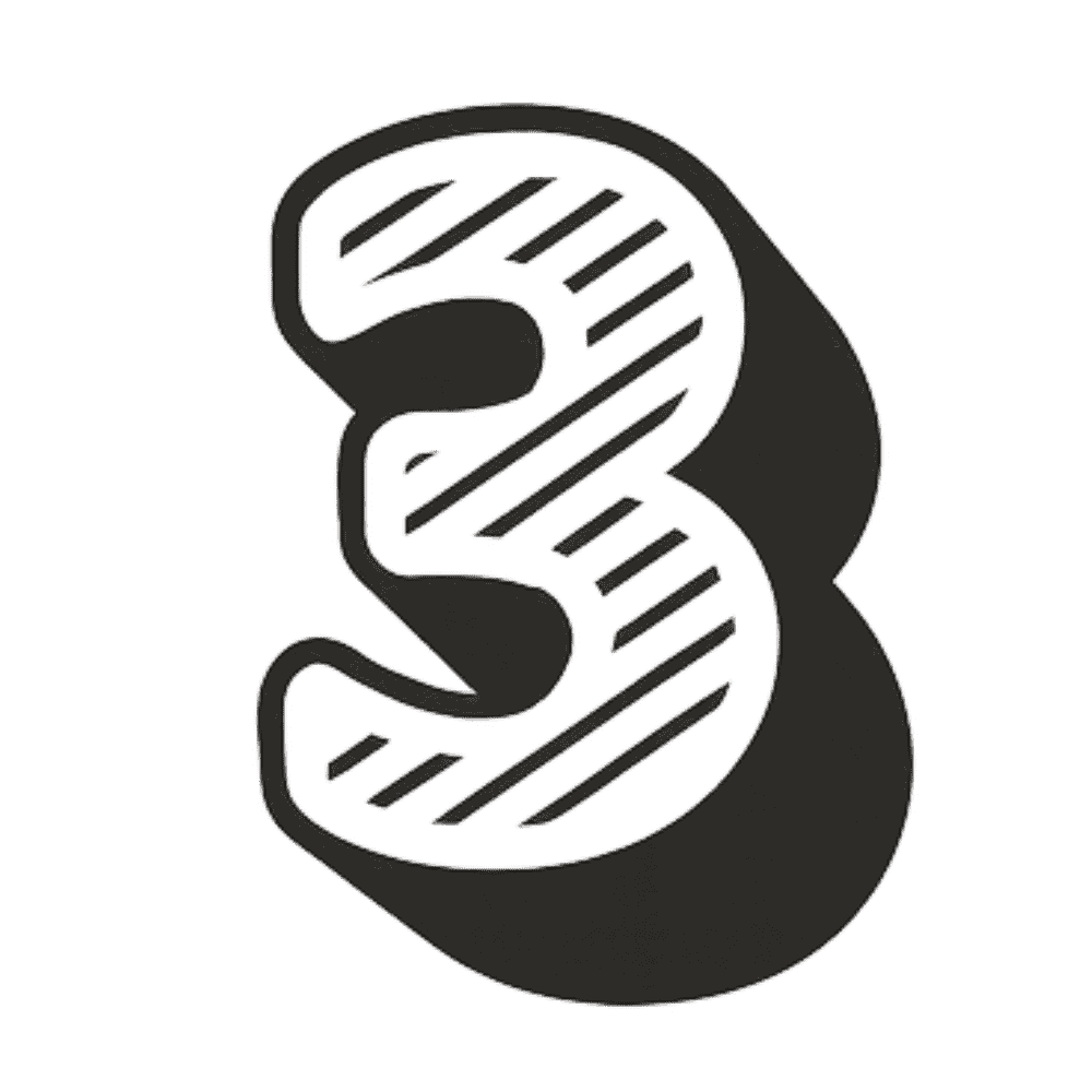 Chiffre trois stylisé en noir