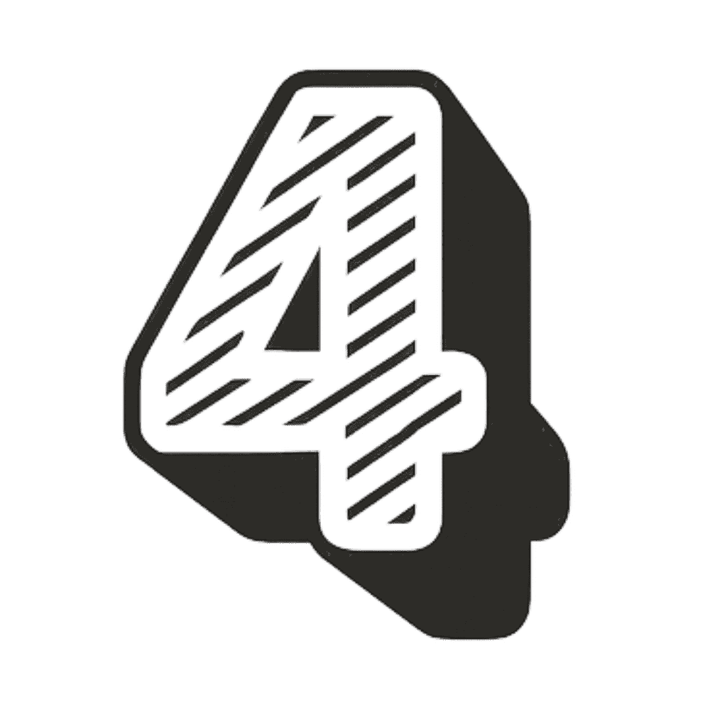 Chiffre quatre stylisé en noir