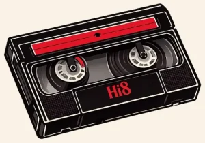 Une cassette vidéo Hi8 vintage.